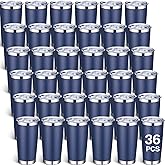 Sieral 36 Packs Stainless Steel Tumbler Bulk with Lid Vacuum Double Wall Insulated Travel Coffee Mug Powder Coated Tumbler Cup for Graduation Wedding Christmas Birthday Party(Navy, 20 oz)