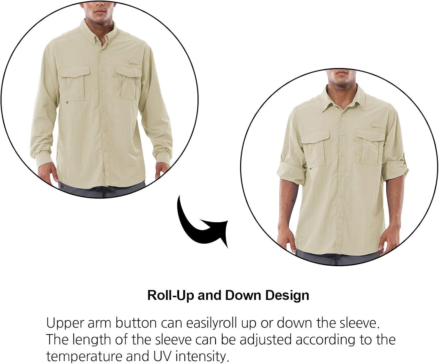 BALEAF Men's UPF 50+ Hiking Shirt Long Sleeve Shirt Outdoor Lightweight Quick Dry Fishing Shirts: Clothing