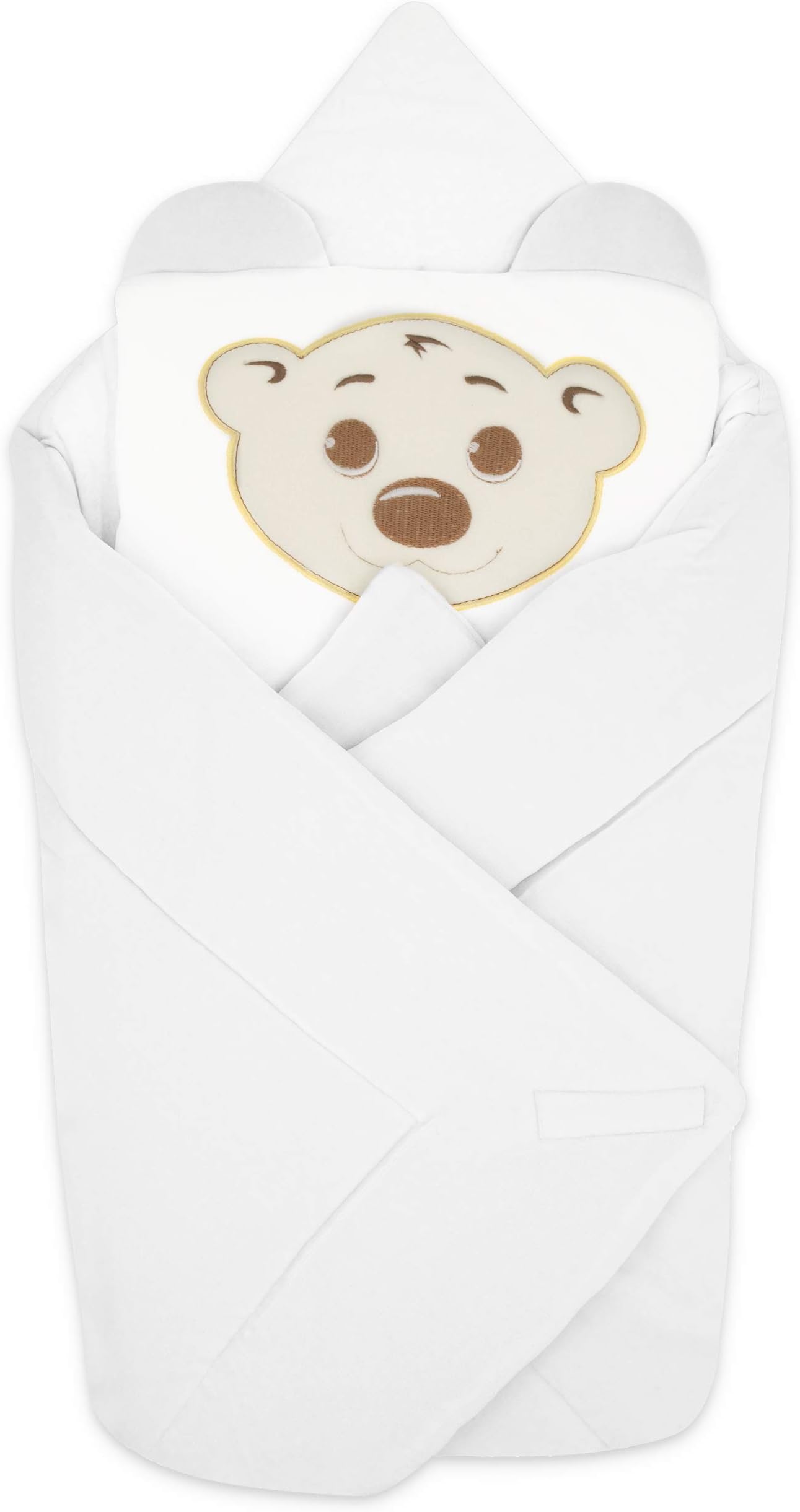 BlueberryShop Velour Baby Swaddle Wrap Bedding Blanket with Pillow, Sleeping Bag for Newborns, Intended for Kids Aged 0-3 Months, Baby Shower, 78 x 78 cm, White