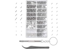 MMOBIEL 1000 Pcs Stainless Steel Micro Screws Nuts Washers Eyeglass Spectacles Sunglass Repair Set incl. Screwdriver and Meta