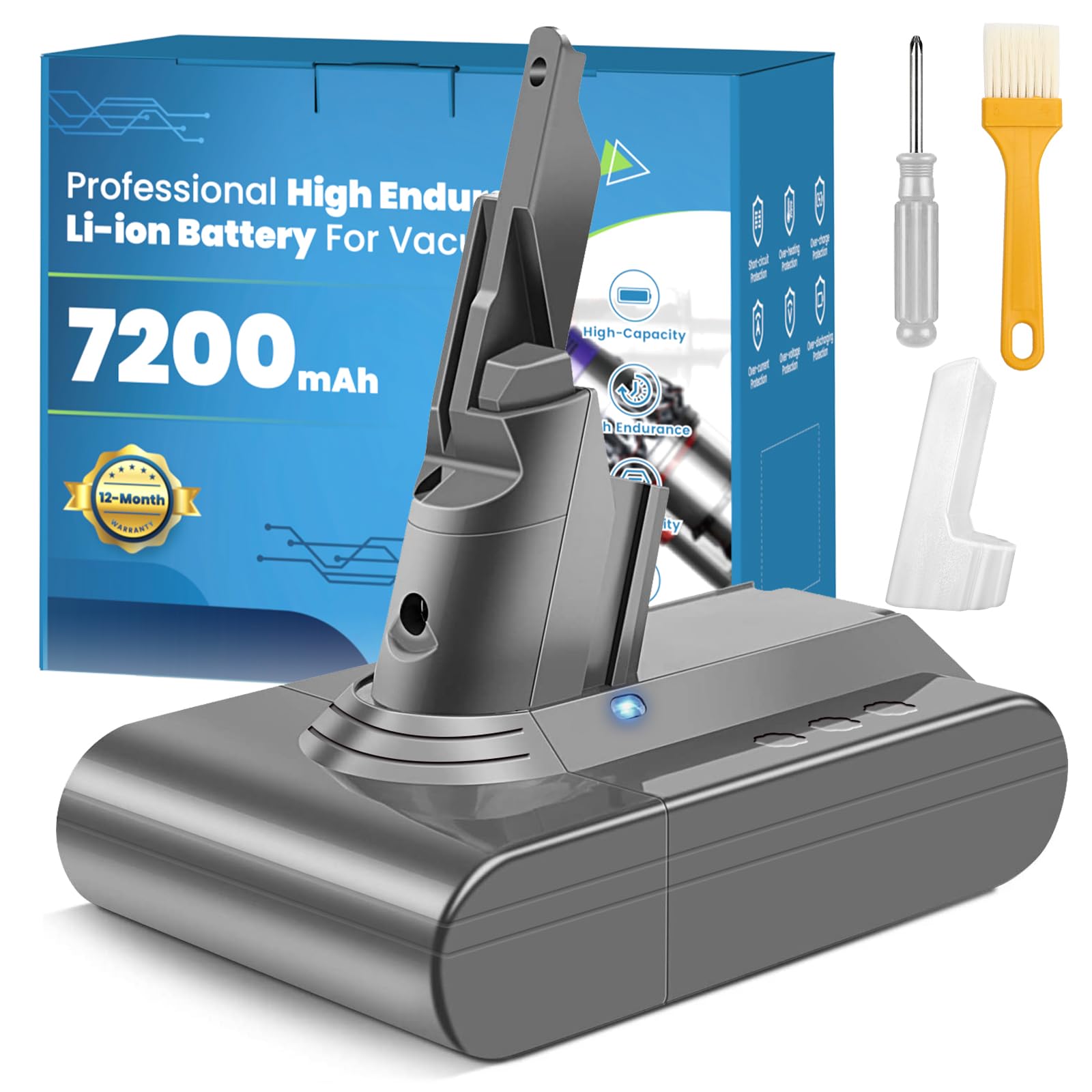 Photo 1 of OHZHAO 7200mAh Replacement for Dyson V7 Battery, Advanced V7 Battery Compatible with Dyson SV11 V7 Motorhead,V7 Animal?, V7 Trigger, V7 HEPA V7 Car+Boat V7 Absolute Handheld Vacuum Cleaners