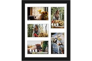 DUENPY 11x14 Collage Picture Frame, 4x6 Collage Picture Frame, Displays Five 4x6 inch Photos, or 11x14 (Without Mat) Wall Decor Wall Hanging or Tabletop, Black.