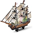 Fanbusa 3D LED Puzzle Model Ship for Men Women, Vessel Model kit for Adults to Build, Decoration Sailboat Puzzle with Lights, Large Model Pirate Ship Kits Watercraft Family Puzzle for Adults Kids