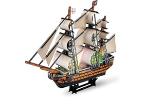 Fanbusa 3D LED Puzzle Model Ship for Men Women, Vessel Model kit for Adults to Build, Decoration Sailboat Puzzle with Lights, Large Model Pirate Ship Kits Watercraft Family Puzzle for Adults Kids