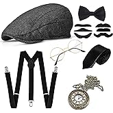 GOLDGE 1920s Accessories for Men, Roaring 20s Costumes, Great Gatsby Costume Men, 1920 Mens Clothing Gatsby Black (M)
