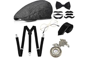 GOLDGE 1920s Accessories for Men, Roaring 20s Costumes, Great Gatsby Costume Men, 1920 Mens Clothing Gatsby Black (M)