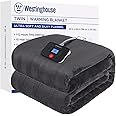 Westinghouse Electric Blanket Twin Size, Super Cozy Soft Flannel 62" x 84" Heated Blanket with 10 Fast Heating Levels & 1-12 Auto-Off, Machine Washable, ETL&FCC Certification, Charcoal