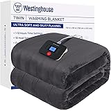 Westinghouse Electric Blanket Twin Size, Super Cozy Soft Flannel 62" x 84" Heated Blanket with 10 Fast Heating Levels & 1-12 