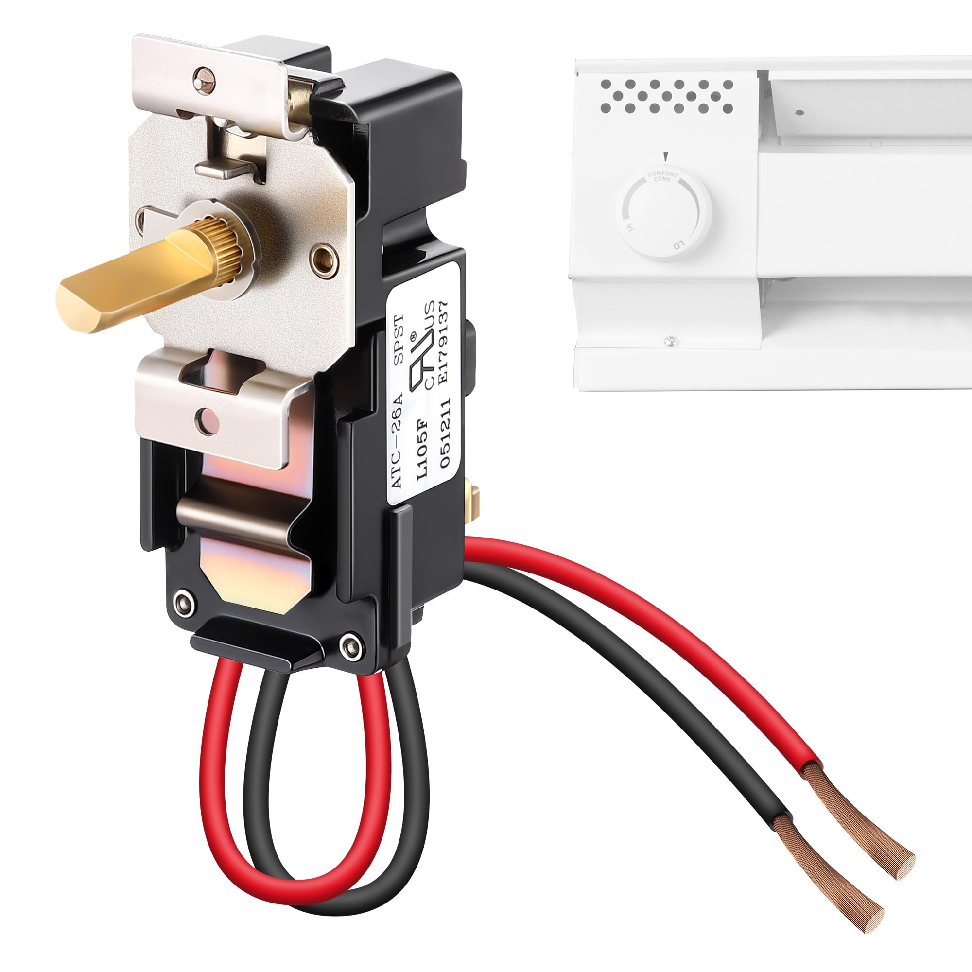 Photo 1 of Feekoon Pole Built in Thermostat Compatible with Cadet, Electric Baseboard Heater Thermostat, Hand Control, 22 Amp, 240/208/120 Volt (Single Pole)