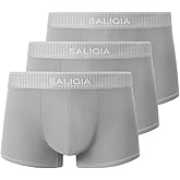 SALIGIA Men’s Trunks Underwear Sexy, Tag-Free & 60s Luminous Modal-Cotton Blend Boxer Briefs with No-Fly Pouch 3-Pack