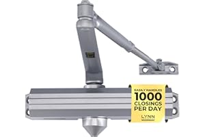 LYNN HARDWARE Medium/Heavy Duty Automatic Door Closer (Silver) - Commercial Grade, Contractors Choice, Adjustable Speed & Force, 3 Mounting Options, 3 Hour Fire Rated (DC7016 Model)