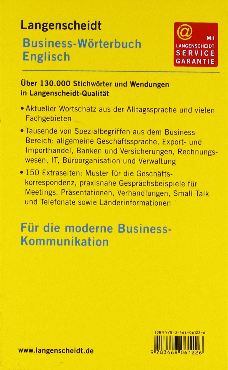 Langenscheidt Business Worterbuch Englisch Englisch Deutsch Deutsch Englisch Langenscheidt Business Worterbucher Amazon De Langenscheidt Redaktion Bucher