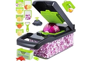 16 in 1 Grey Vegetable Chopper Multifunctional Food Veggie Chopper with Container Fruit Slicer and Cutter for Kitchen Cheese 