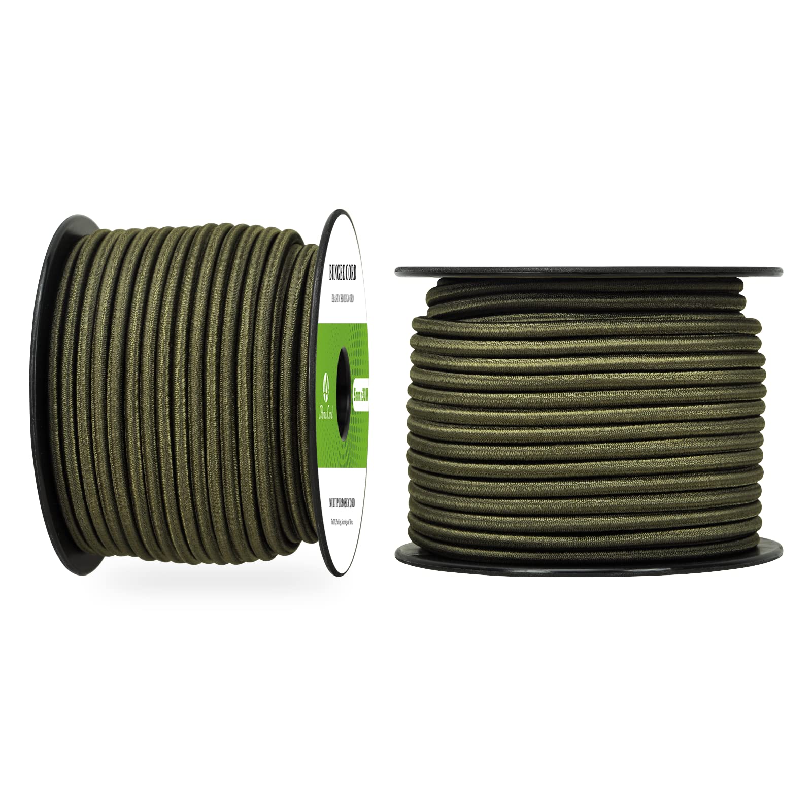 Abma Cord Bungee Cord 5mm 30M Elastic Shock Cord 100% Stretch Elastic Bungee Rope for Tarpaulin, Trailer, Backpack, Tent Pole, Kayak - Army Green