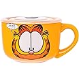 Silver Buffalo Garfield Never Trust a Smiling Cat Ceramic Soup Mug with Vented Plastic Lid, 24 Ounces