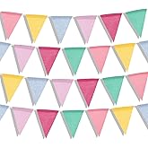 48 Pcs Pennant Banner Flags Garland Colorful Burlap Triangle Banner Flag Wall Door Hanging Birthday Banners for Graduation Classroom School Party Backdrop Decorations Multicolor