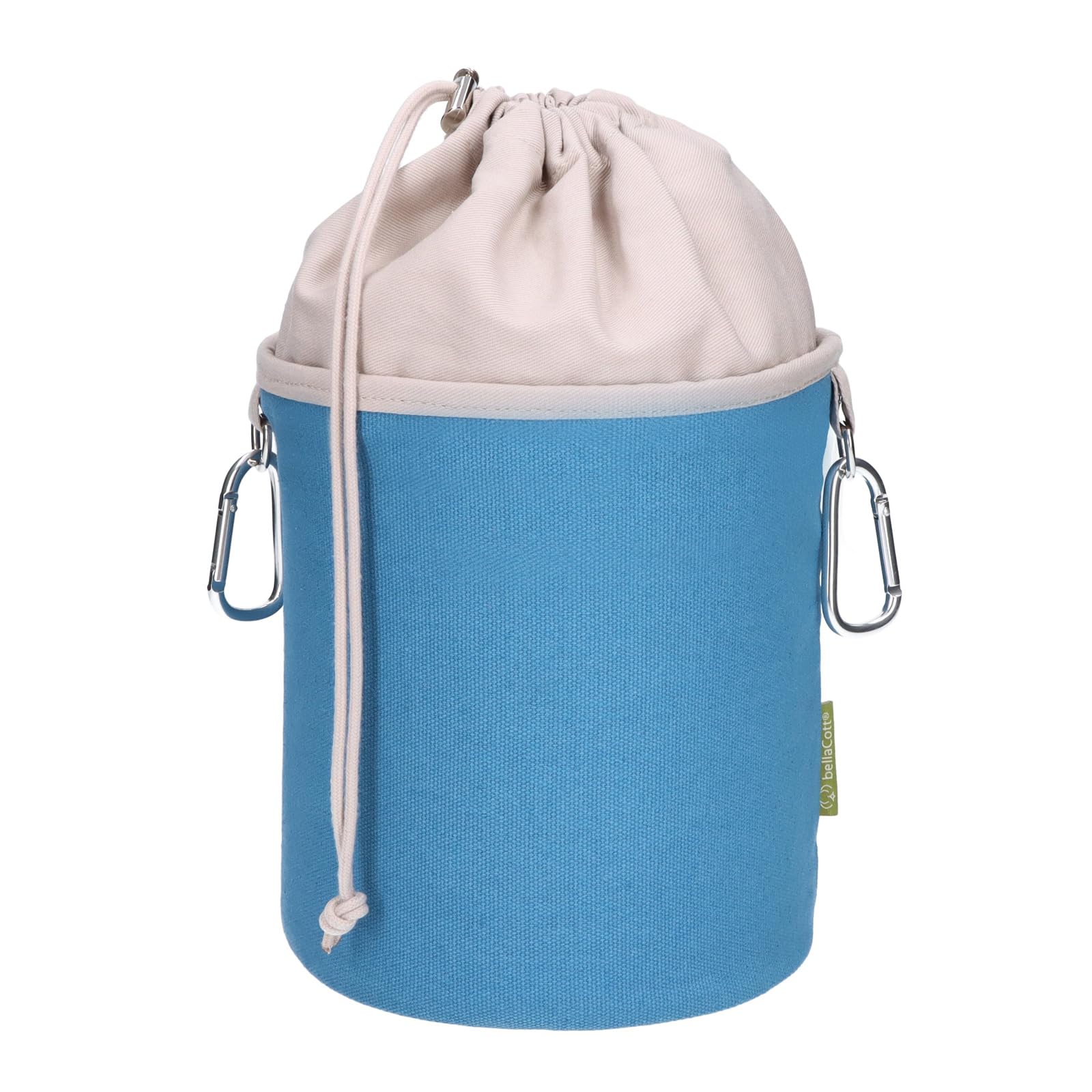 trendfinding Canvas Fabric Clothes Peg Bag with 2 Carabiner Hooks for 200 Pegs, Extra Large and Sturdy, Petrol-light grey, 17 cm x 20 cm x 10 cm, Peg Bag