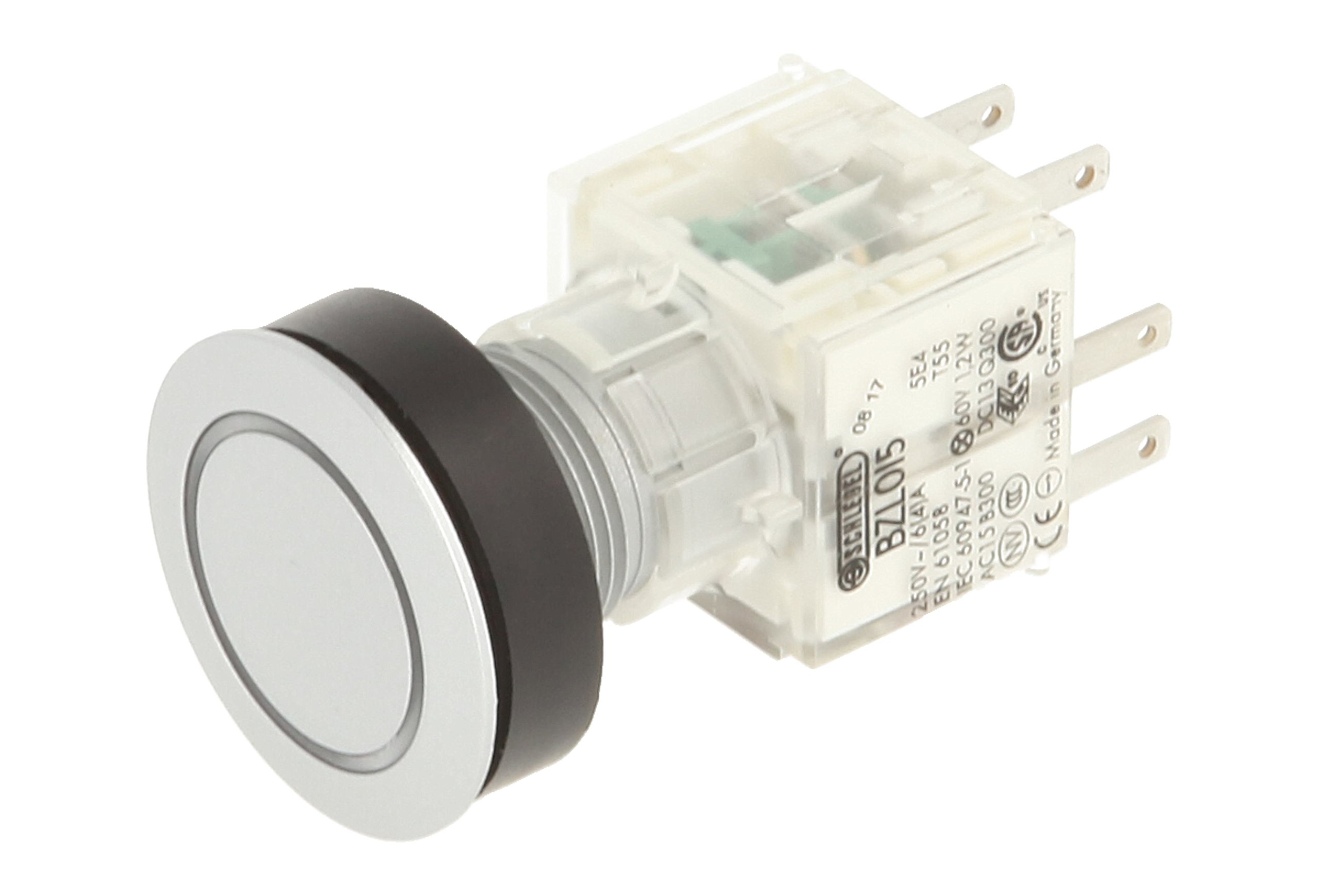 Club 23.000.797 Wall Shower Ring LED Lighting Illuminated Momentary Contact Transmitter 1 N 1 N/O Contact, 24 V, White/Silver (Pack of 2)