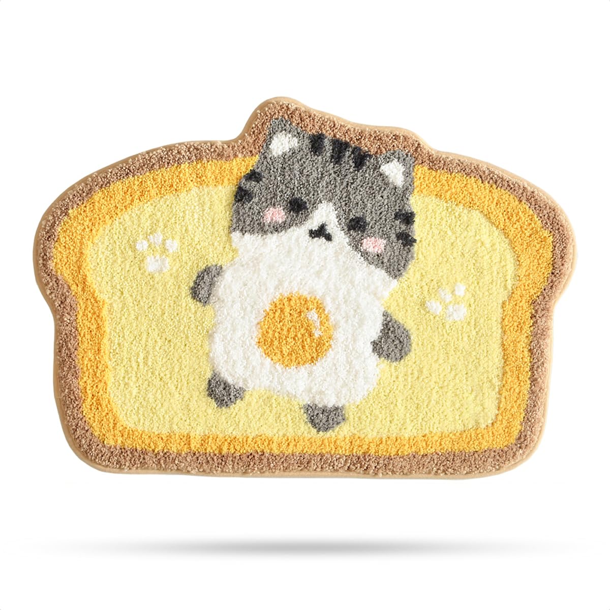 Molesun Cute Bath Mat Toast, Soft & Absorbent Microfiber, Non-Slip Shaggy Shower Carpet, Machine Washable, Cat, 46 x 66 cm