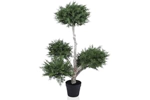 AntHousePlant Artificial Cedar Topiary Ball Tree 3ft Fake Cypress Trees UV Resistant Potted Plant Faux Topiary Tree for Front Porch Home Office Indoor Outdoor Decoration