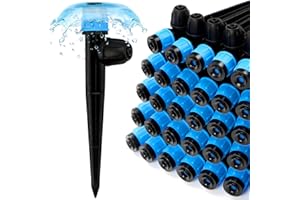 RedChili 25 Pieces Drip Emitters for 1/4" Drip Irrigation Tubing, Adjustable 360 Degree Vortex Drip Emitters with Stake 360° Full Circle Umbrella Shape Pattern Garden Irrigation Micro Drippers