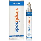 Simpli Soda 60L CO2 Canister Cylinders - Compatible w/Sodastream BLUE Screw-In Only, Ninja Thirsti, Philips, and More - Threaded Style Soda Streaming Machine CO2 Tanks Gas Refill, | 14.5 oz, 1 Pack