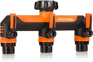 ATAOSGR Garden Hose Splitter 3 Way, Outdoor Faucet Splitter,Tap Adapter, Hose Adapter with 3 Valves Garden Hose Connector for Garden Outdoor Home, Orange