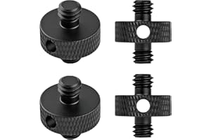 Rigych Tripod Screw 1/4 Male to 1/4 Male Threaded Screw Adapter with 3.5mm Round Hole, 4 Pcs for Camera Tripod Light Stand DS