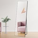 Hoikwo Full Length Mirror 59x16 in Black Frame Standing Wall Mountable 150x41 cm view 7