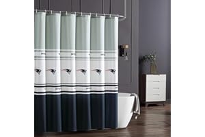 CS CATHAYSPORTS Cathay Sports NFL Unisex-Adult Step-Repeat Water-Repellent Textured Fabric Shower Curtain & Hook Set -72"x72"