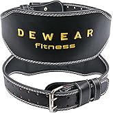 Genuine Leather Weight Lifting Belt, 4”& 6” Padded Lumbar Back Support, 10 Adjustable Holes, Gym Weight Belt Ideal for Deadlift, Powerlifting, Bodybuilding and Squat