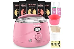 Waxing Kit, Wax Kit for Women Men MaxFlat Digital Hard Wax Kit with Wax Accessories Brazilian Wax for Full Body (Pink)