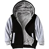 Jolyshlid Kids Hoodie Fleece Jacket Warm Lined Zip Up Hooded Soft Winter Coat Boys School Outerwear 4-12Y