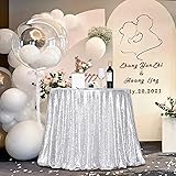PartyDelight 70" inch Silver Sequin Tablecloth