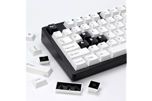 KBDiy Bow PBT Double Shot Keycap Set,174 Keys White and Black Custom Key Cap Keycaps 60 Percent Cherry Profile Keycaps for 61