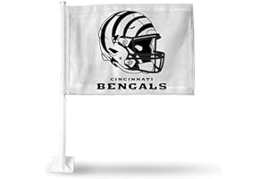 Rico Industries NFL Cincinnati Bengals Helmet Logo Double Sided Car Flag Double Sided Car Flag - 16" x 19" - Strong Pole That Hooks onto Car/Truck/Automobile