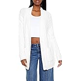 Forever 21 Womens Fuzzy Cable Knit Cardigan Sweater
