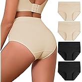 GAI YI 4Pack Women's Briefs High Waist Tummy Control Cotton Underwear Jacquard Lace Panties for Women Ladies Panty