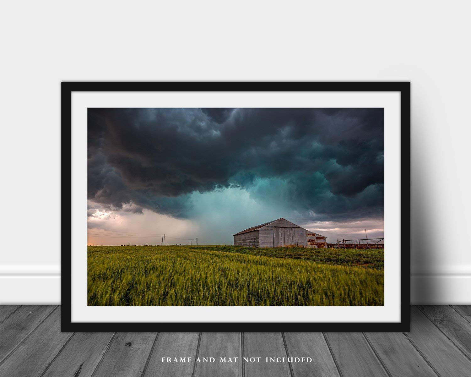 Country Photography Print (Not Framed) Picture of Storm Passing Behind Tin Covered Barn in Wheat Field on Spring Day in Oklahoma Farm Wall Art Farmhouse Decor 4x6 to 40x60 - Image 3