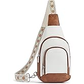 BOSTANTEN Sling Bag for Women Leather Crossbody Bag Vintage Cross Body Purse for Travel with Guitar Strap, Bohemian Style
