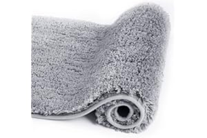 Walensee Bathroom Rug, Non Slip Bath Mat (16 x 24, Grey) Water Absorbent Soft Microfiber Shaggy Mat Machine Washable, Thick Plush Rugs for Shower