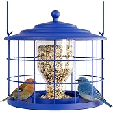 Birdream Metal Bluebird Feeder, Squirrel Proof, Blue | Metal Cage, Easy to Refill, Quick-drain, Starling Resistant for Small Birds, For Outdoors Hanging