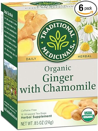 Traditional Medicinals Organic Ginger With Chamomile Herbal Tea Pack Of 6 Relieves Occasional Indigestion Or Nausea 96 Tea Bags Total Amazon Com Grocery Gourmet Food
