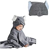 IFaryMes Toddler Bath Towel Baby Towels with Hood 27.5"X55" Ultra Absorbent Soft Bathrobe Blanket Kids Shower Towel for Girls and Boys(Gray Elephant)