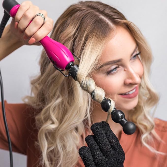 Revlon Rvir3018c Clipless Ceramic Spiral Styling Wand Pink