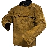 Black Stallion (220CS Cape Sleeves &amp; 20-Inch Bib, Premium Split Cowhide Leather, Stand-Up Corduroy Collar, Satin-Lined Shoulders, Abrasion Resistant, Kevlar Stitching, Large, Brown