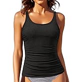 Women Tankini Top Only - Tummy Control Bathing Suit Top Ribbed Swim Tank No Bottom 2025