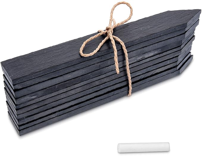 Navaris Slate Garden Markers Set - Set of 10 Natural Slate Plant Labels for Herbs, Pots and ...