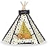 Zaihe Pet Teepee Dog & Cat Bed - Portable Dog Tents & Pet Houses with Cushion & Blackboard, 24 Inch, Up to 15lbs, Stars Pattern