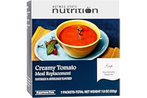 NUTMEG STATE NUTRITION NSN - High Protein Instant Soup Mix, Low Calorie, Low Fat, Low Carb, Bariatric Friendly, Ideal Protein Compatible, Aspartame Free, 7 Servings Per Box (Creamy Tomato)